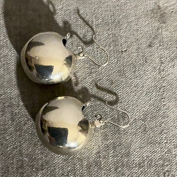 Sterling Silver Puffy Ball Drop Earrings - Picture 4 of 7